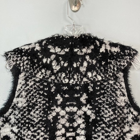 Sioni Blk Gry Snkspn Pythn Patt Eyelash Knit Sweater Vest Sz S - Picture 15 of 16